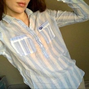 Gilly Hicks Striped Half Button Down shirt